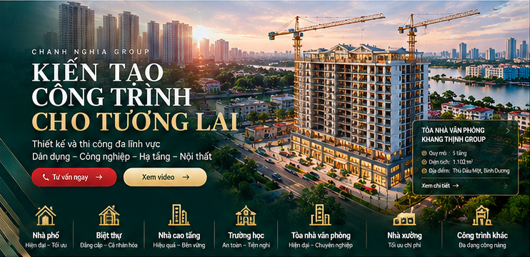 Kiến tạo công trình cho tương lai — Thiết kế và thi công đa lĩnh vực: Dân dụng, Công nghiệp, Hạ tầng, Nội thất